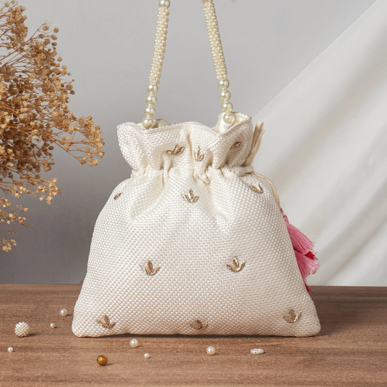 Beautiful Multi Floral Knot Embroidery Wedding Accessory Potli