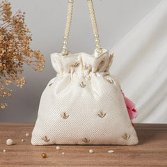 Beautiful Multi Floral Knot Embroidery Wedding Accessory Potli