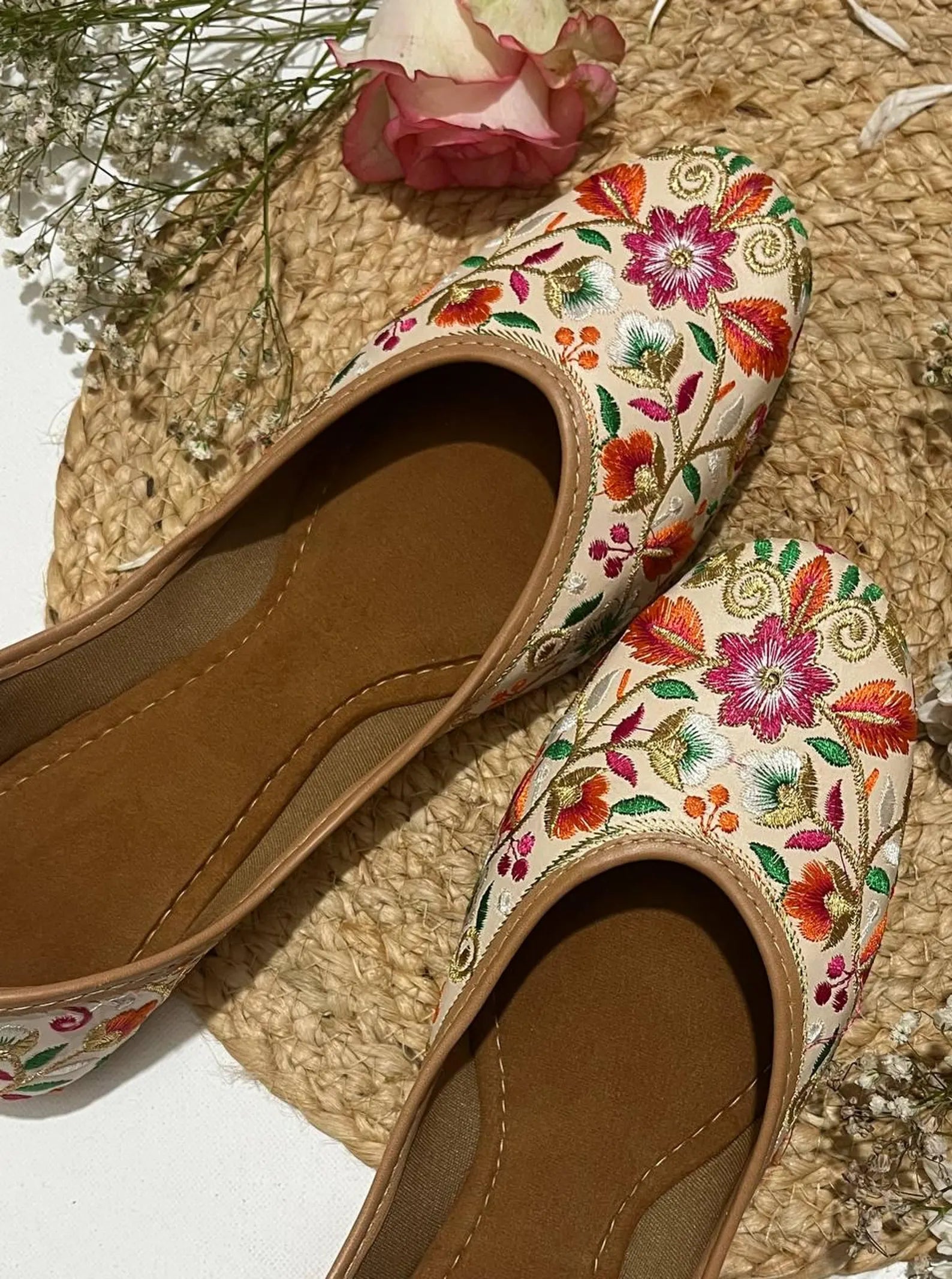 Floral Embroidery Women Jutties