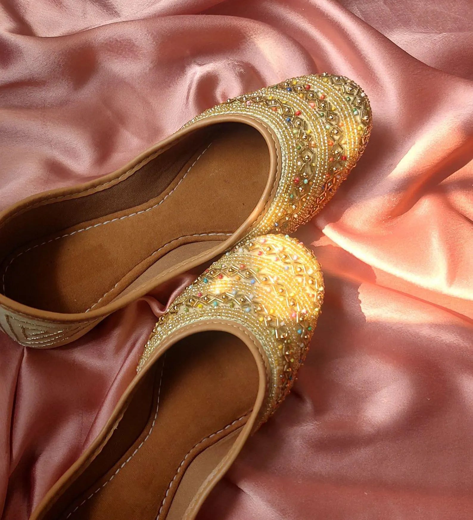 Handmade Golden Embroidered Jutti For Women's