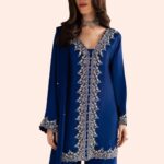 Royal Blue Embroidered Kurta Palazzo Set with Dupatta