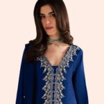 Royal Blue Embroidered Kurta Palazzo Set with Dupatta
