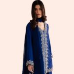 Royal Blue Embroidered Kurta Palazzo Set with Dupatta