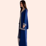 Royal Blue Embroidered Kurta Palazzo Set with Dupatta