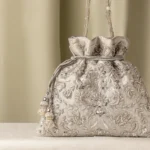 Silver Embroidered Potli Bag for Women | Wedding & Party Ethnic Handbag