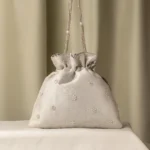 Silver Embroidered Potli Bag for Women | Wedding & Party Ethnic Handbag