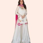 Floral Embroidered Kurta Palazzo Set with Pink Dupatta