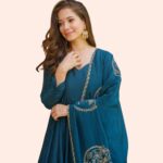 Embroidered Anarkali Kurta Set with Palazzo and Designer Dupatta