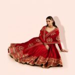 Red Embroidered Anarkali Gown Dress with Dupatta