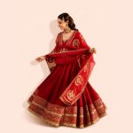 Red Embroidered Anarkali Gown Dress with Dupatta