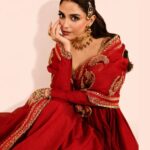 Red Embroidered Anarkali Gown Dress with Dupatta