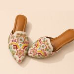 Ivory Embroidered Sandals with Multicolor Beadwork, Sequin Floral Motifs & 1.5 Inch Heels