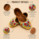 Beige Leather Juttis with Multicolor Floral Embroidery & Sequin Work