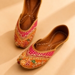 Handcrafted Pink & Orange Sequin Zardozi Punjabi Jutti for Women