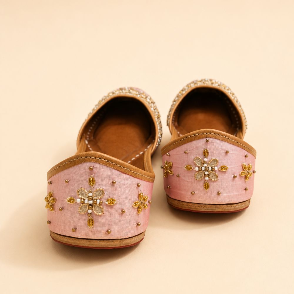Handcrafted Pastel Pink & Lavender Sequin Punjabi Jutti for Women