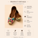 Handcrafted Cream Floral Threadwork Punjabi Jutti for Women