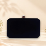 Black Hand Embroidered Leaf Clutch Purse
