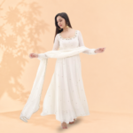 Ethereal Off-White Hand-Embroidered Georgette Anarkali Suit Set