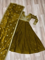 Royal Mustard Gold Sequined Embroidered Anarkali Suit Set
