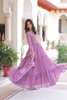 Elegant Lilac Tiered Anarkali Suit Set