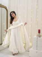 Ethereal Off-White Hand-Embroidered Georgette Anarkali Suit Set