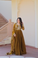 Royal Mustard Gold Sequined Embroidered Anarkali Suit Set