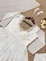 Ethereal Off-White Hand-Embroidered Georgette Anarkali Suit Set