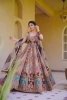 Eclectic Multi-Color Printed & Sequined Anarkali Suit Set with Tie-Dye Dupatta