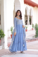 Pastel Powder Blue Tiered Anarkali Suit Set