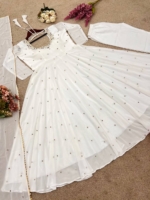 Ethereal Off-White Hand-Embroidered Georgette Anarkali Suit Set