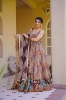 Eclectic Multi-Color Printed & Sequined Anarkali Suit Set with Tie-Dye Dupatta