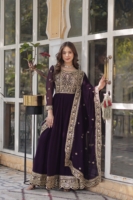 Midnight Blue Heavily Embroidered Georgette Anarkali Suit Set with Dupatta