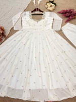 Ethereal Off-White Hand-Embroidered Georgette Anarkali Suit Set
