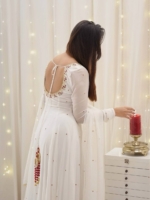 Ethereal Off-White Hand-Embroidered Georgette Anarkali Suit Set